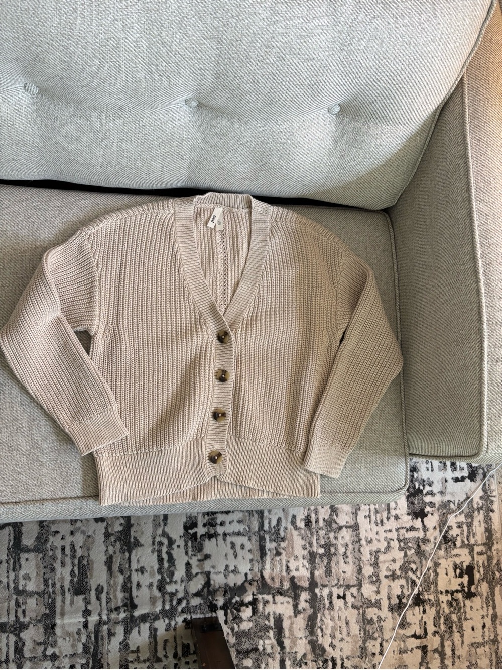 pact Women's Flax Heather Luxe Knit Cardigan XS - Picture 8 of 11